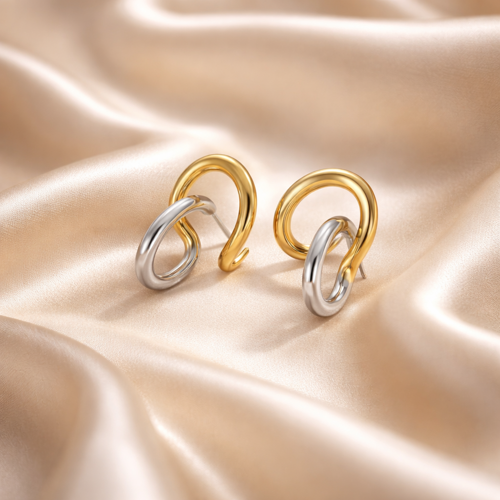 Elara – Minimal Two Tone Earrings